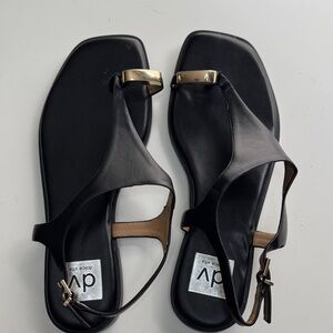 DV by Dolce Vita Black Sandals with Gold Buckles